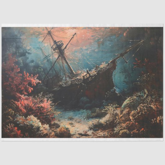 Sunken Ship Nautical Decoupage Seidenpapier (Vorderseite)