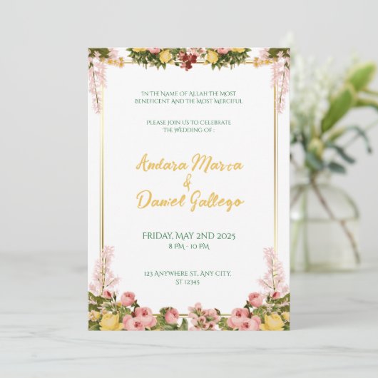Sunlight & Greenery Wedding Invite Einladung (Stehend Vorderseite)
