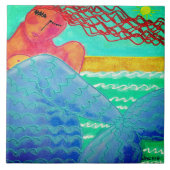 Sunlight Mermaid Abstrakte Kunst Fliese (Vorderseite)