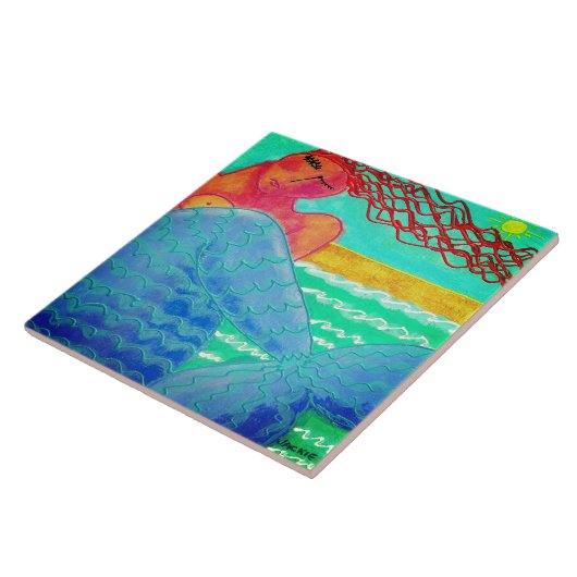 Sunlight Mermaid Abstrakte Kunst Fliese (Seite)