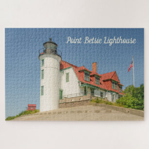 Sunlight on Point Betsie Lighthouse in Michigan Puzzle