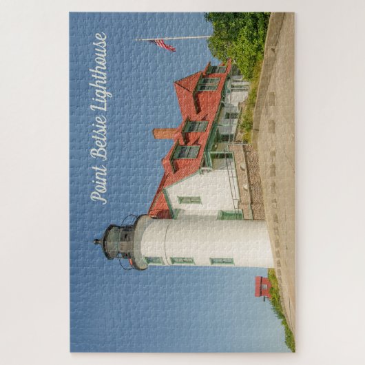 Sunlight on Point Betsie Lighthouse in Michigan Puzzle (Vertikal)