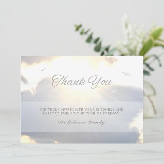 Sunlight Streams & Clouds Vielen Dank Foto Memoria Ankündigung (Stehend Vorderseite)