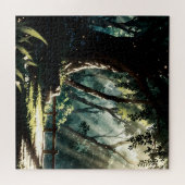 Sunlit anime forest glade puzzle (Horizontal)