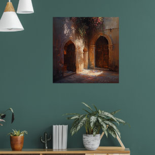 Sunlit Archway - Zeitlose alte Türendrucke Poster