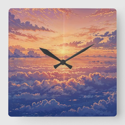 Sunlit Atmosphere - Vibrant Illustration Art Style Quadratische Wanduhr (Vorderseite)
