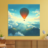 Sunlit Balloon Ride - Dreamlike Illustration Style Leinwanddruck (Insitu (Wohnzimmer))