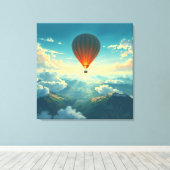 Sunlit Balloon Ride - Dreamlike Illustration Style Leinwanddruck (Insitu (Holzboden))