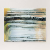 Sunlit Birch or Aspen Tree Grove Watercolor Puzzle (Horizontal)