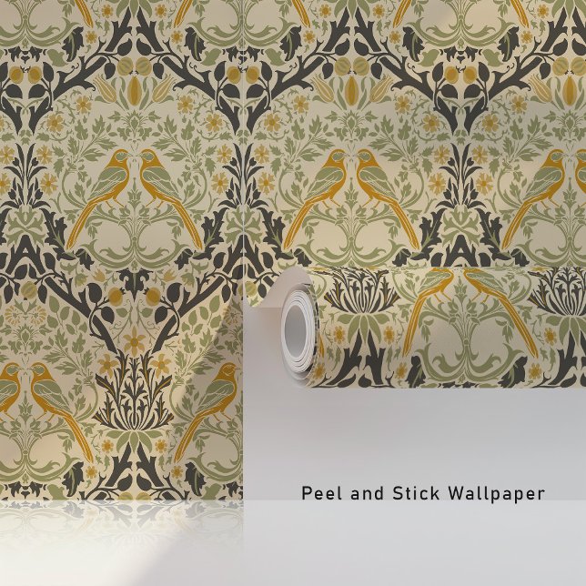 Sunlit Birds Art Nouveau Wallpaper Tapete (Von Creator hochgeladen)