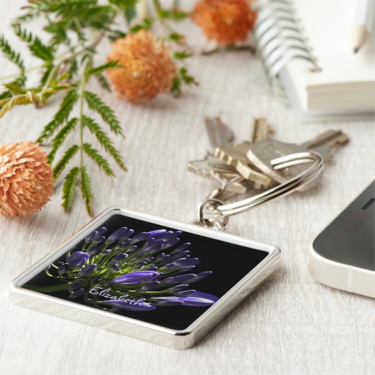 Sunlit Blooming Lila Agapanthus, Afrikanische Lily Schlüsselanhänger (Seite)