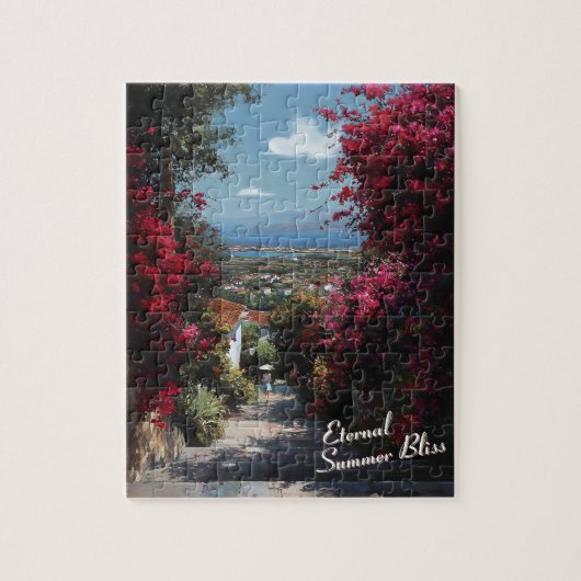 Sunlit Bougainvillea Path Art Puzzle (Vertikal)