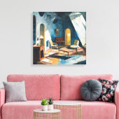 Sunlit Cobalt Blue Impressionist Room Painting Leinwanddruck (Insitu (Wohnzimmer))
