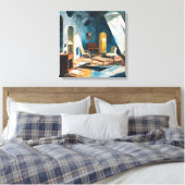 Sunlit Cobalt Blue Impressionist Room Painting Leinwanddruck (Insitu (Schlafzimmer))