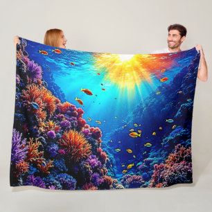 Sunlit Coral Reef Wonderland Fleecedecke