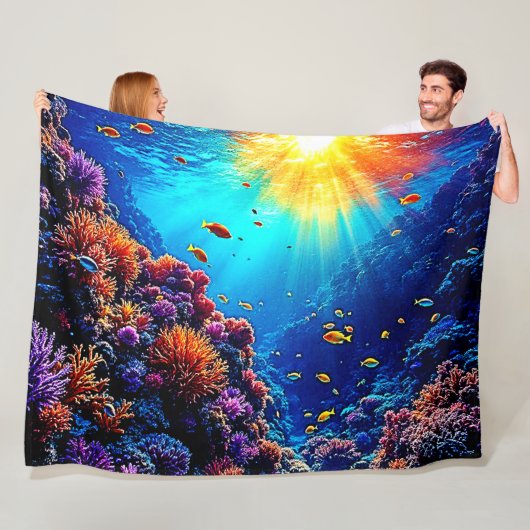 Sunlit Coral Reef Wonderland Fleecedecke (Beispiel)