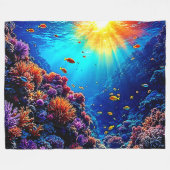 Sunlit Coral Reef Wonderland Fleecedecke (Vorderseite (Horizontal))