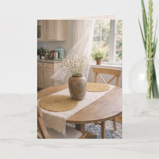 Sunlit Cottage Table Card – French Country Karte (Vorderseite)
