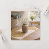 Sunlit Cottage Table Card – French Country Karte (Vorderseite/Rückseite Beispiel)