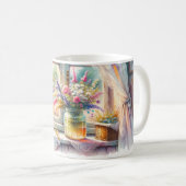 Sunlit Cottage Window Wildflowers Kaffeetasse (VorderseiteRechts)