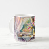 Sunlit Cottage Window Wildflowers Kaffeetasse (Vorderseite Links)