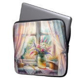 Sunlit Cottage Window Wildflowers Laptopschutzhülle (Vorderseite Links)
