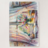 Sunlit Cottage Window Wildflowers Puzzle (Vertikal)