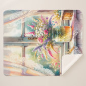 Sunlit Cottage Window Wildflowers Sherpadecke (Vorderseite (Horizontal))