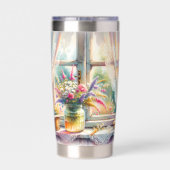 Sunlit Cottage Window Wildflowers Thermobecher (Rückseite)