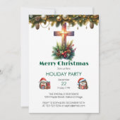 Sunlit Cross mit Holly, Weihnachten Einladung (Vorderseite)