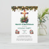 Sunlit Cross mit Holly, Weihnachten Einladung (Stehend Vorderseite)