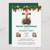Sunlit Cross mit Holly, Weihnachten Einladung (Vorne/Hinten)