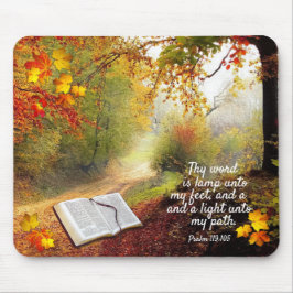 Sunlit Fall Pathway und Bibel Mousepad