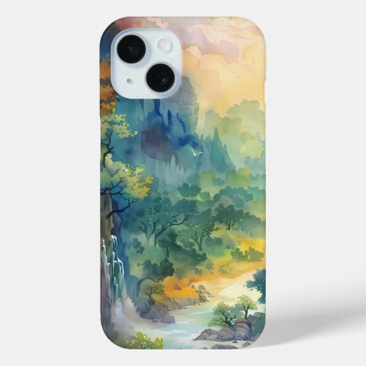 Sunlit Forest Valley Phone Case (Rückseite)