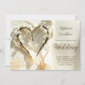 Sunlit Garden Branch Heart on Warm Cotton Wedding Einladung (Vorderseite)