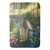 Sunlit Garden Pathway Gate Scene Badematte (Vorderseite Vertikal)