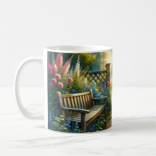 Sunlit Garden Pathway Gate Scene Kaffeetasse (Links)