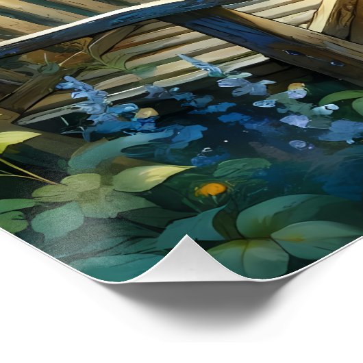 Sunlit Garden Pathway Gate Scene Poster (Ecke)