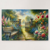 Sunlit Garden Pathway Gate Scene Puzzle (Horizontal)
