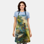 Sunlit Garden Pathway Gate Scene Schürze (Getragen)