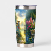 Sunlit Garden Pathway Gate Scene Thermobecher (Links)