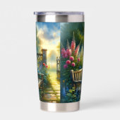 Sunlit Garden Pathway Gate Scene Thermobecher (Rechts)