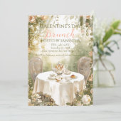 Sunlit Garden Tea Galentine Brunch Soft Florals Einladung (Stehend Vorderseite)