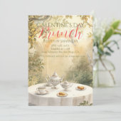 Sunlit Garden Tea Galentine Brunch Soft Florals Einladung (Stehend Vorderseite)