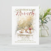Sunlit Garden Tea Galentine Brunch Watercolor Einladung (Stehend Vorderseite)