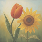Sunlit Harmony: Stylised Floral Painting Art  Aufkleber (Vorderseite)