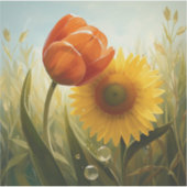 Sunlit Harmony: Stylised Floral Painting Art Aufkleber (Vorderseite)