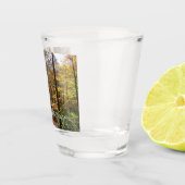 Sunlit Herbstweg im Laurel Hill Staat Park Schnapsglas (Rechts)