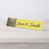 Sunlit Herbstweg im Laurel Hill Staat Park Schreibtischnamensplakette (Vorderseite )