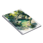 Sunlit Jungle Rock Pool Nature Escape Art Notebook Notizblock (Rechte Seite)